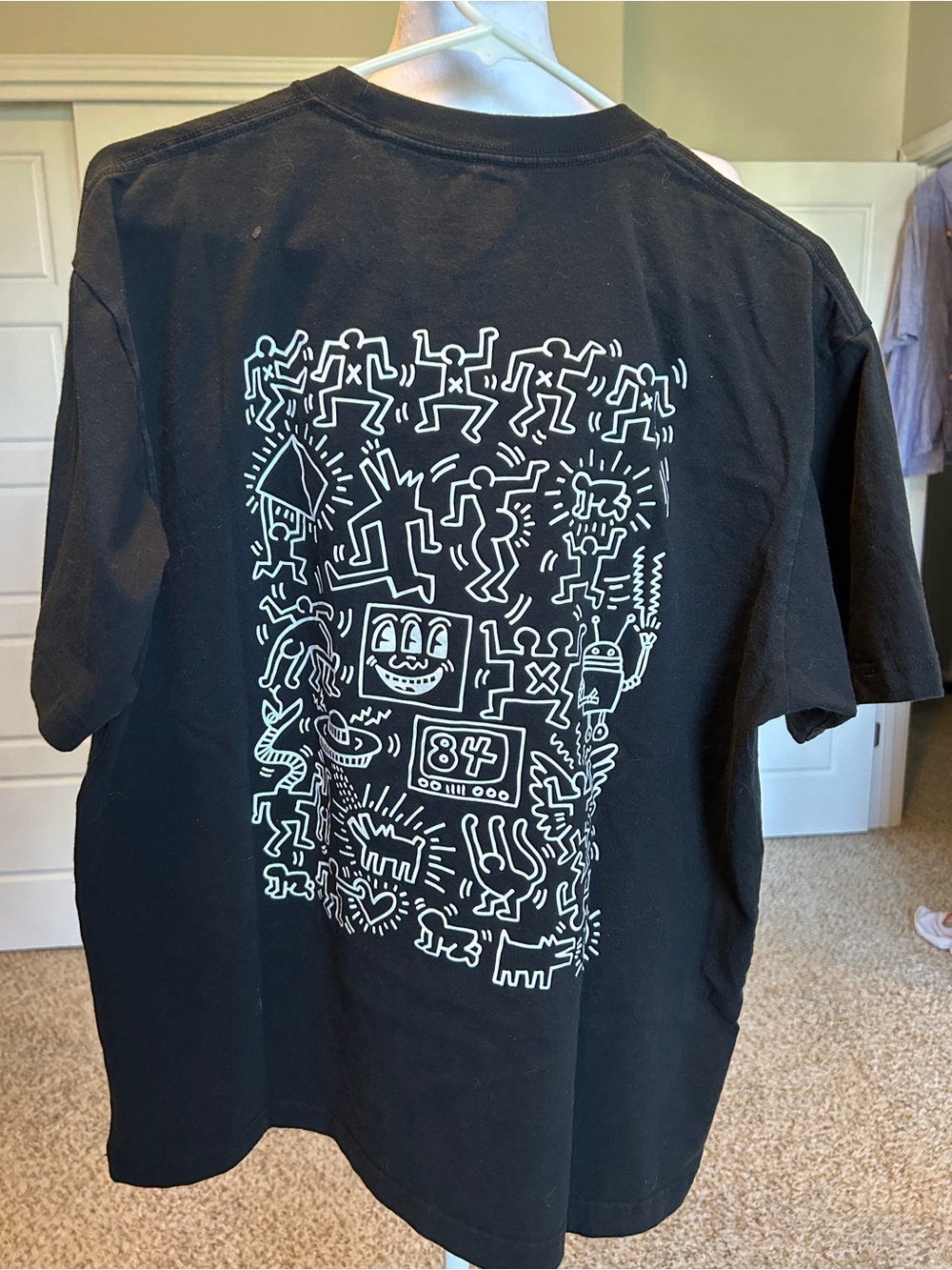 UNIQLO NY POP ART UT Graphic T-Shirt Keith Haring Black White Subway | L